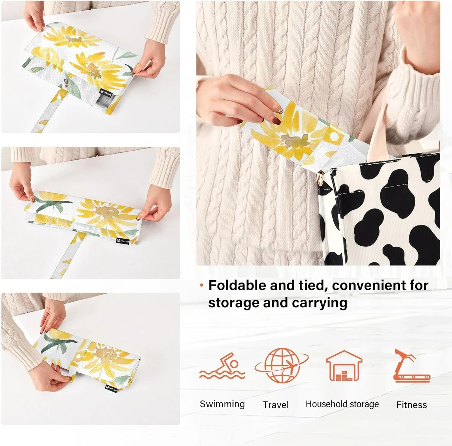 Yellow Flowers Leaf 3 Set Travel Packing Cubes For Suitcases, Foldable, Garment Bag Closet Storage, Luggage Space Saver, Luggages Management Personnel