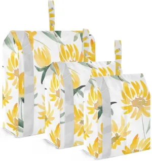 Yellow Flowers Leaf 3 Set Travel Packing Cubes For Suitcases, Foldable, Garment Bag Closet Storage, Luggage Space Saver, Luggages Management Personnel