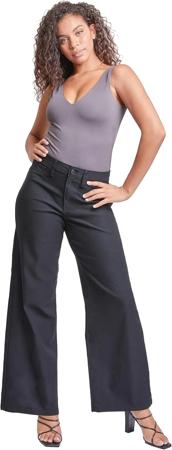 YMI Women's Hyperstretch Forever Color High Rise Wide Leg Pants
