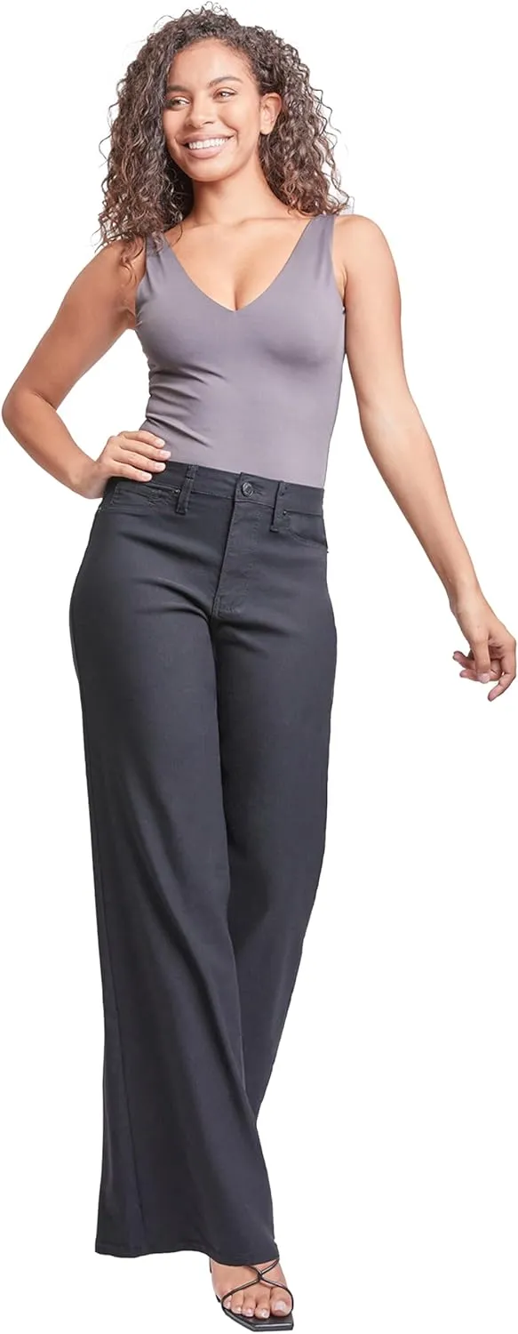 YMI Women's Hyperstretch Forever Color High Rise Wide Leg Pants