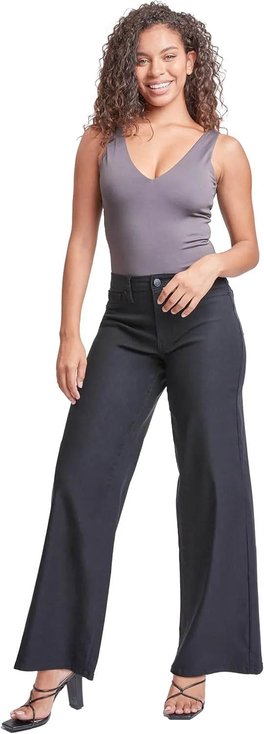 YMI Women's Hyperstretch Forever Color High Rise Wide Leg Pants