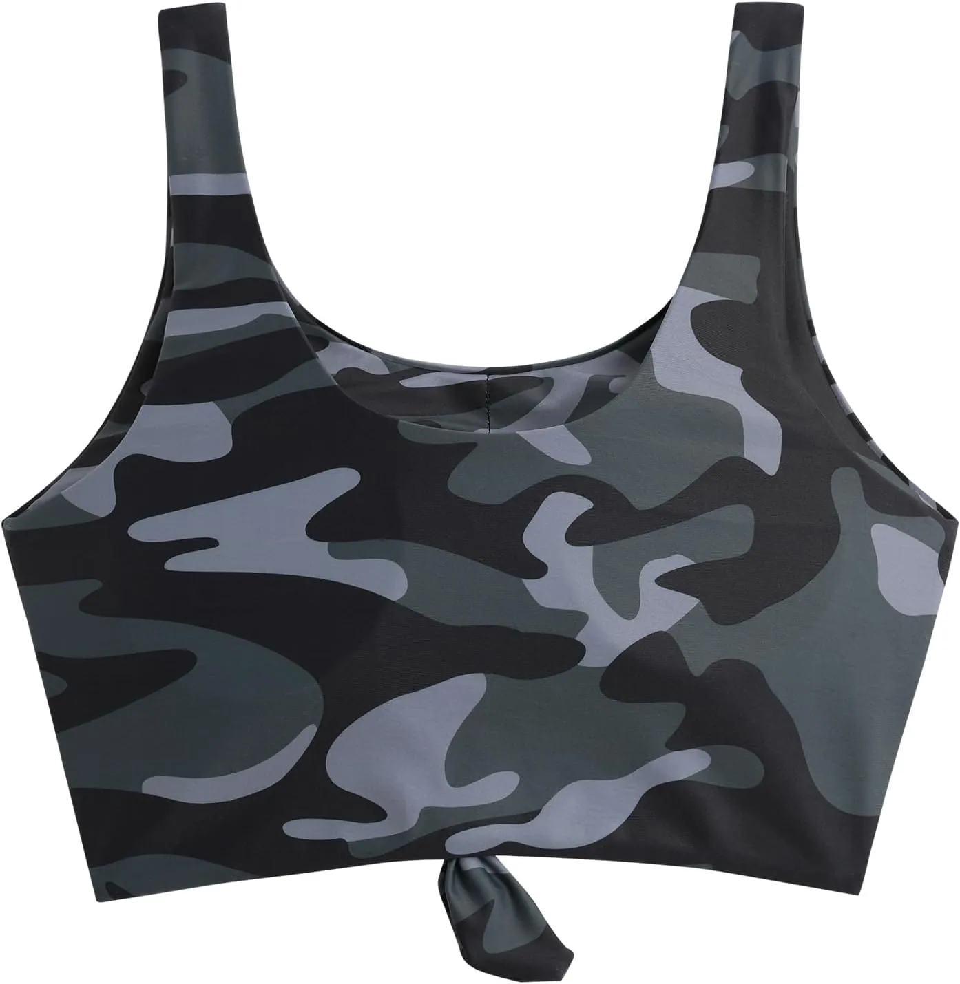 ZAFUL Women's Front Knot Bikini Tops Crop Tankini Top Scoop Neck Padded Bathing Suit Tops