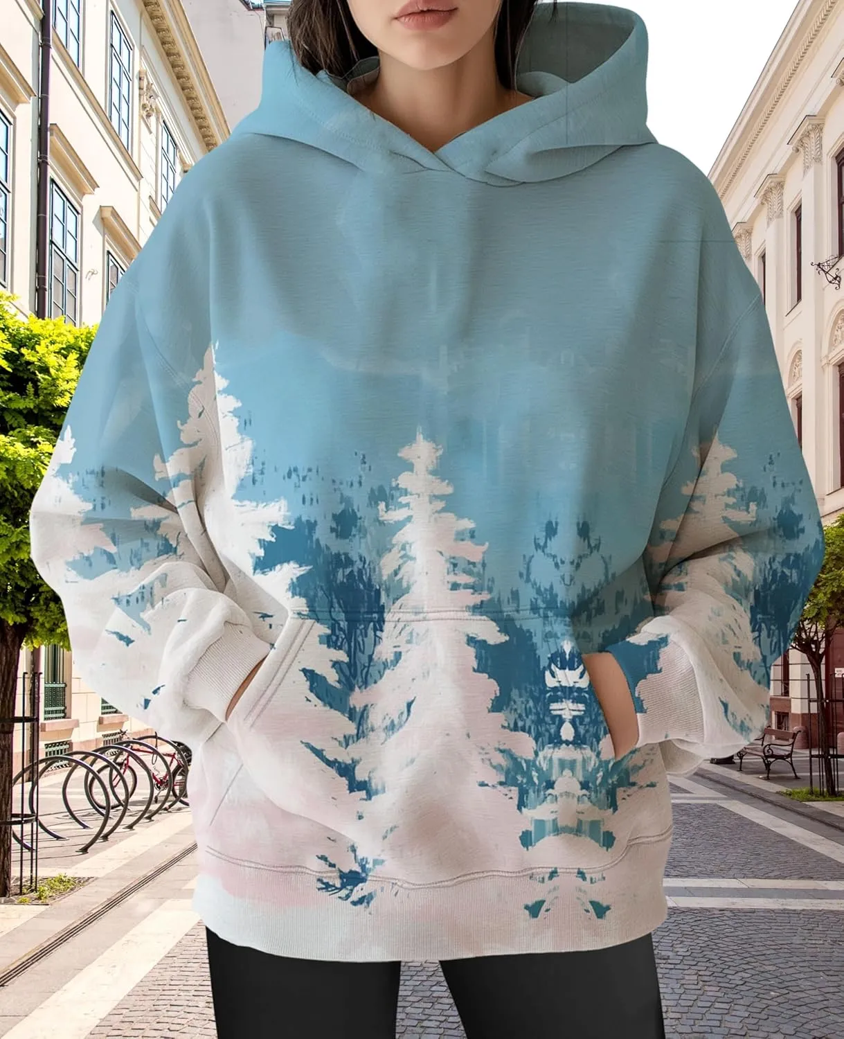 ZOCAVIA Womens Camo Hoodies Fall Winter Retro Long Sleeve Pullover Tops Casual Maple Leaf Graphic Hooded Sweatshirt Oversized